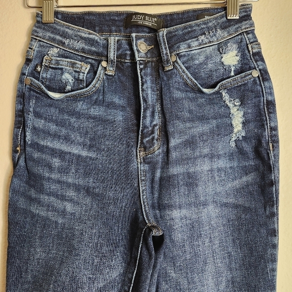 Judy Blue Womens Reese Control Top Released Hem Dark Wash Jeans-Size 26 - Picture 2 of 8